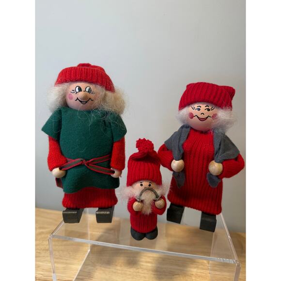 3 Ljungstroms Of Sweden Tomte Wooden Figure Santa & Mrs Clause Working Out JL - Picture 1 of 12